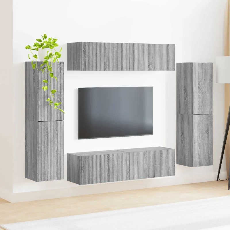 TV spintelių komplektas 8 pcs Pilkas Sonoma Apdirbta mediena