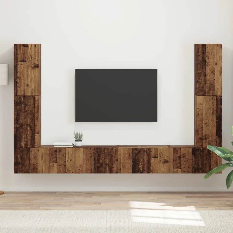 TV spintelių komplektas 8 pcs Senovinis medis Apdirbta mediena