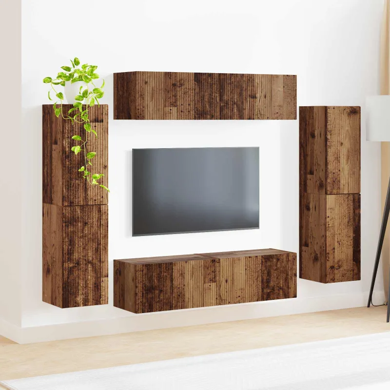 TV spintelių komplektas 8 pcs Senovinis medis Apdirbta mediena