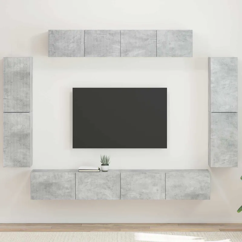 Televizoriaus spintelė 8 pcs Betono pilka