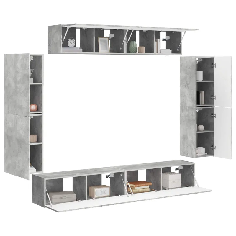 Televizoriaus spintelė 8 pcs Betono pilka