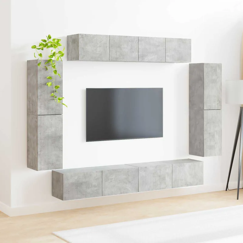 Televizoriaus spintelė 8 pcs Betono pilka