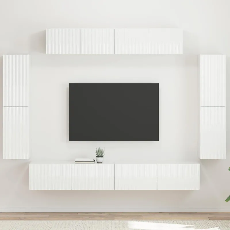 Televizoriaus spintelė 8 pcs Aukštai blizganti balta