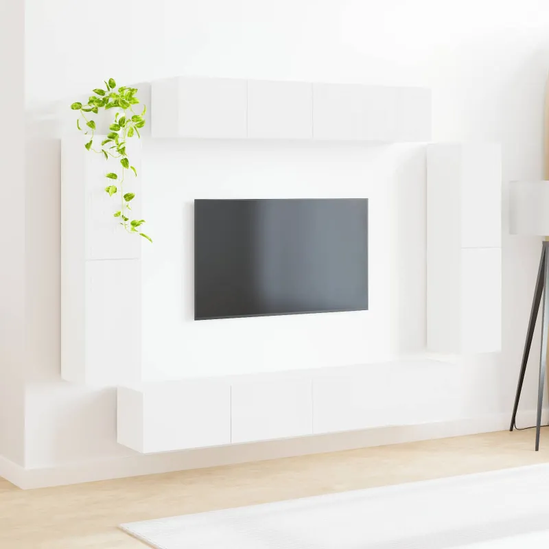 Televizoriaus spintelė 8 pcs Aukštai blizganti balta