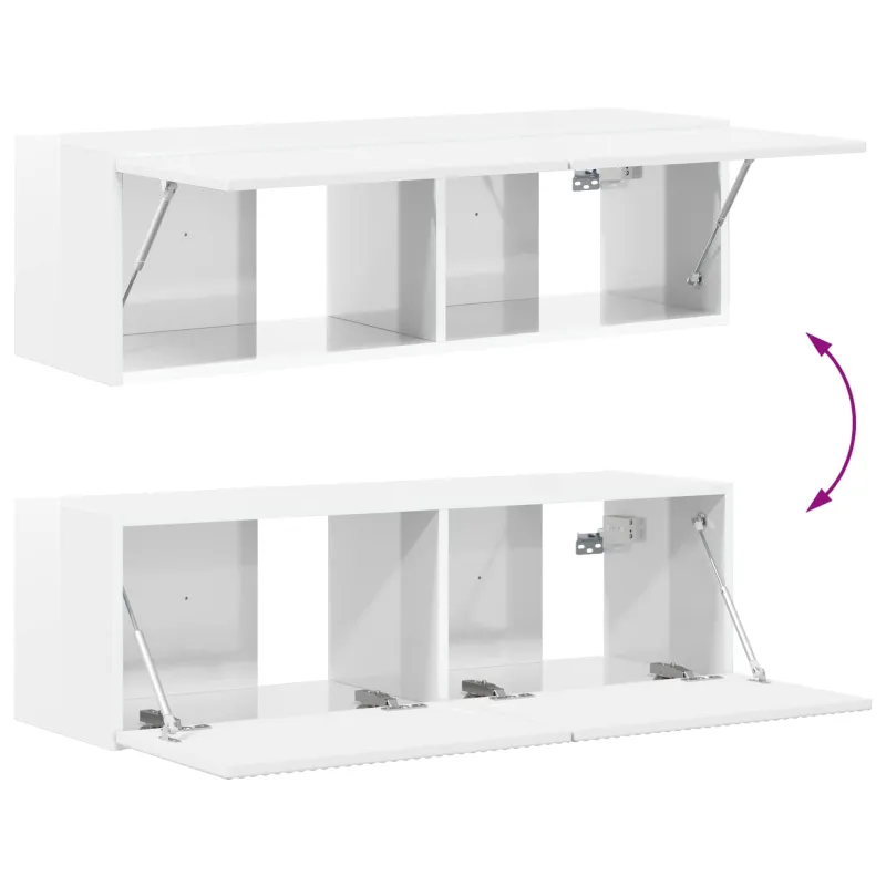 Televizoriaus spintelė 8 pcs Aukštai blizganti balta