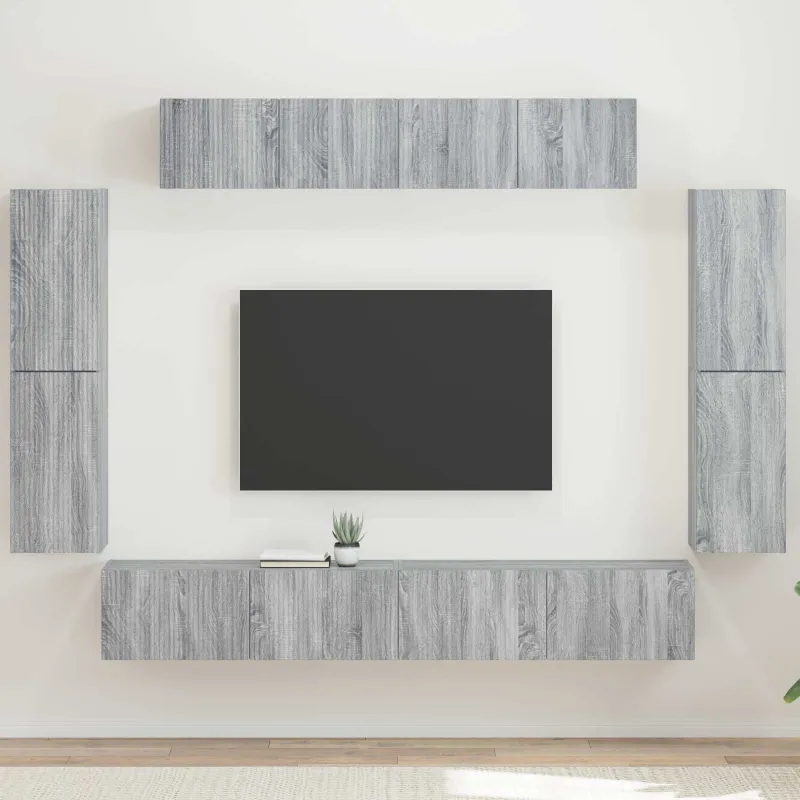 Televizoriaus spintelė 8 pcs Pilkas Sonoma