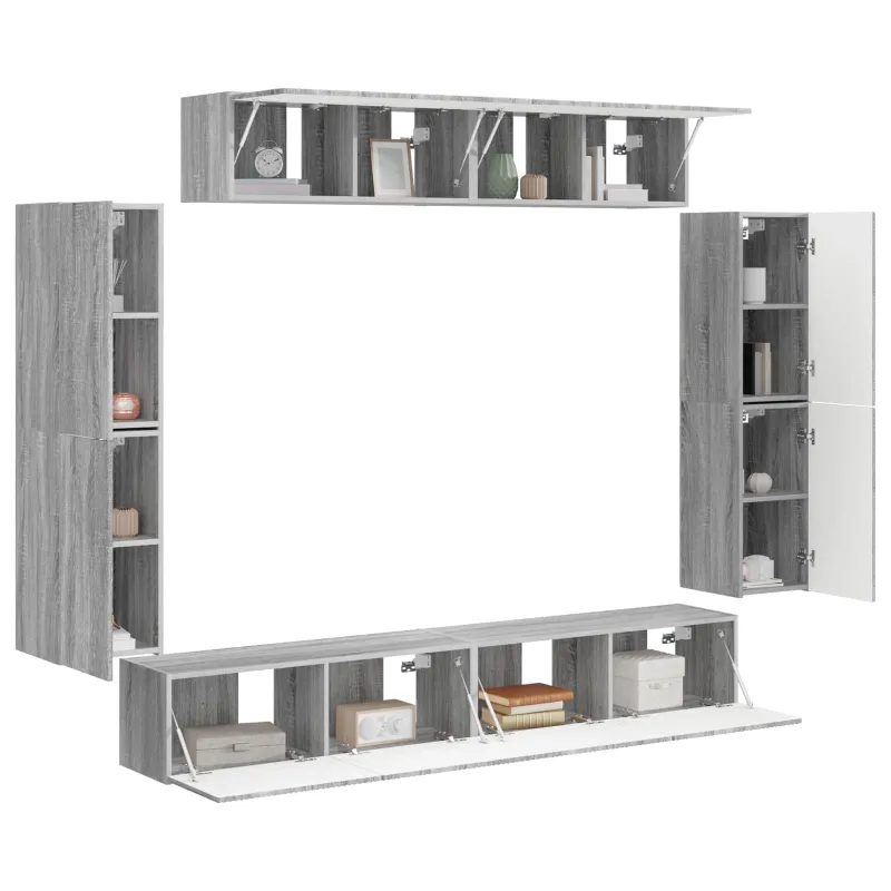 Televizoriaus spintelė 8 pcs Pilkas Sonoma