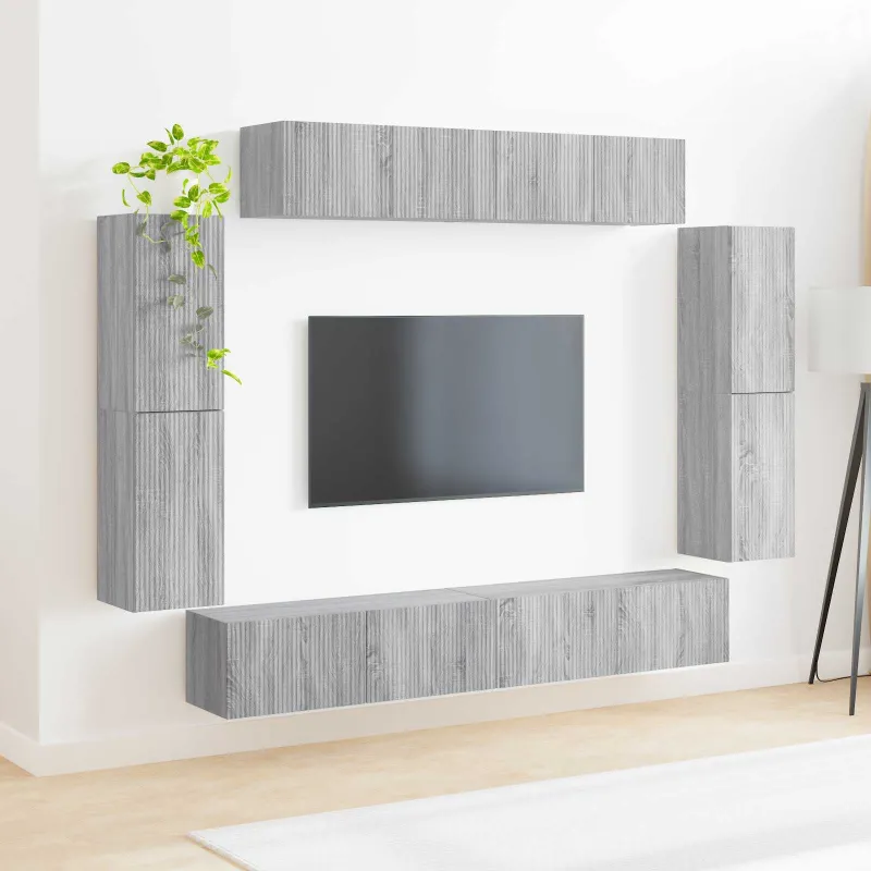 Televizoriaus spintelė 8 pcs Pilkas Sonoma