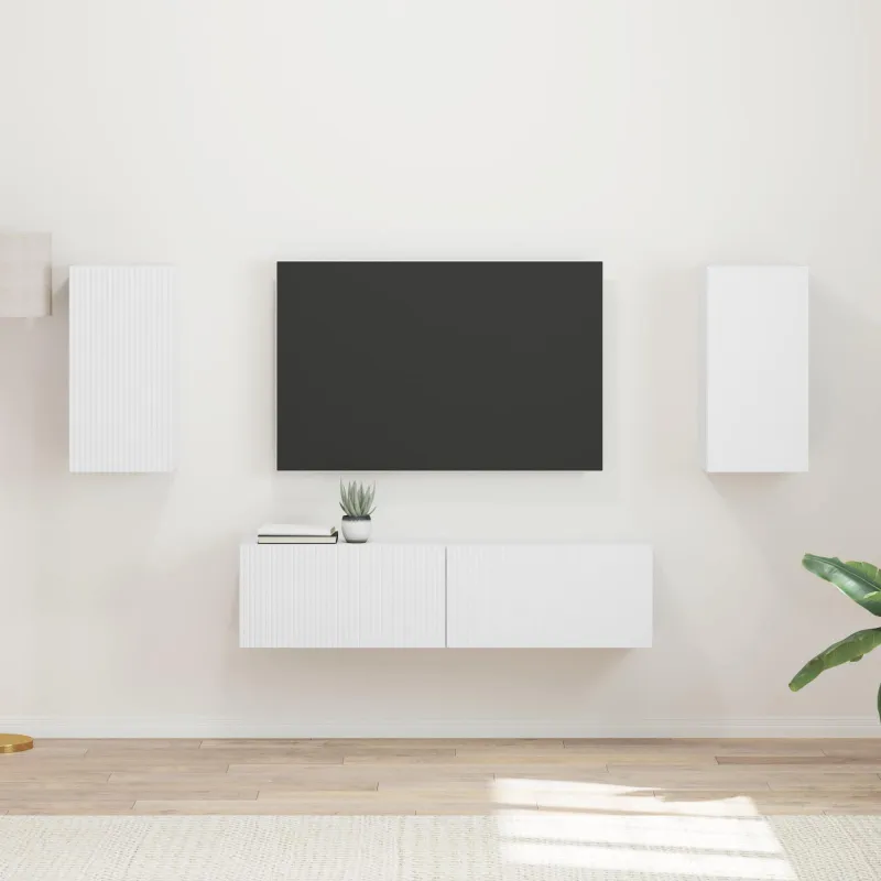 TV spintelių komplektas 4 pcs Balta Apdirbta mediena