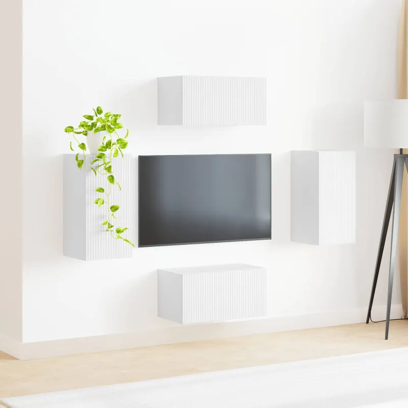 TV spintelių komplektas 4 pcs Balta Apdirbta mediena