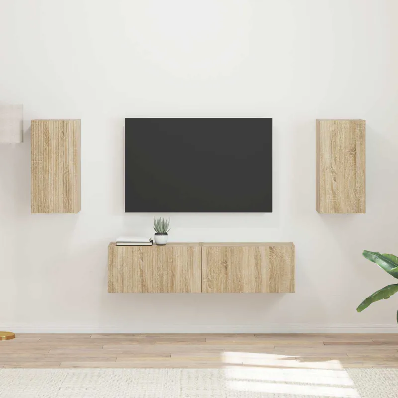 TV spintelių komplektas 4 pcs Sonoma ąžuolas Apdirbta mediena
