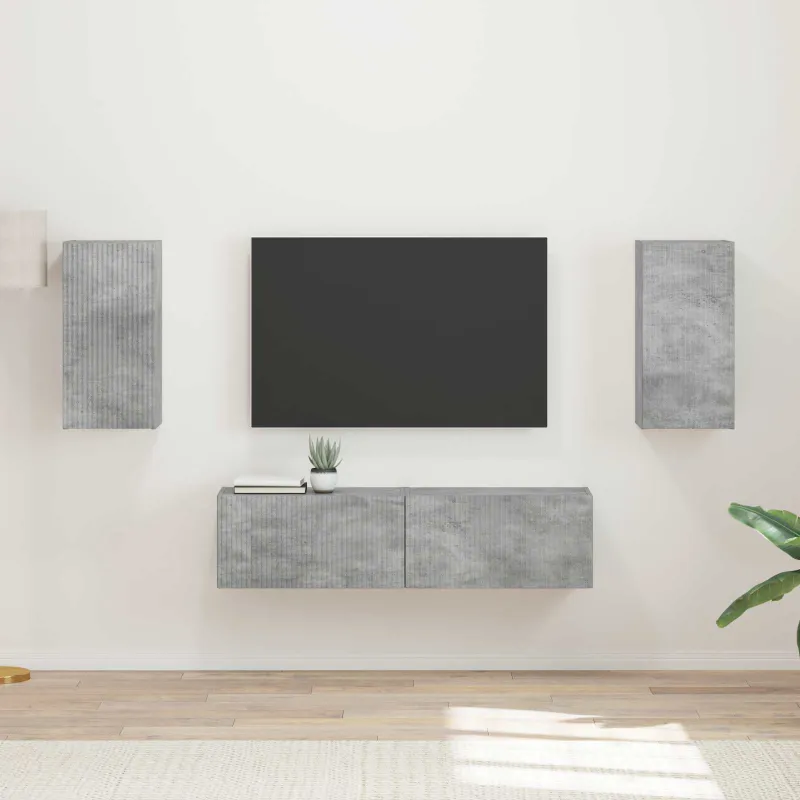 TV spintelių komplektas 4 pcs Betono pilka Apdirbta mediena