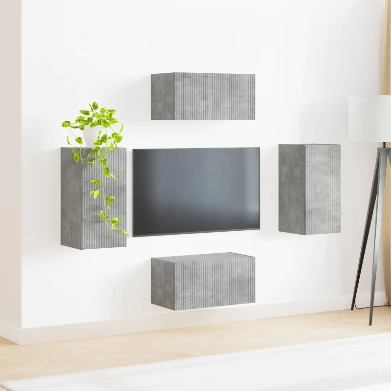 TV spintelių komplektas 4 pcs Betono pilka Apdirbta mediena