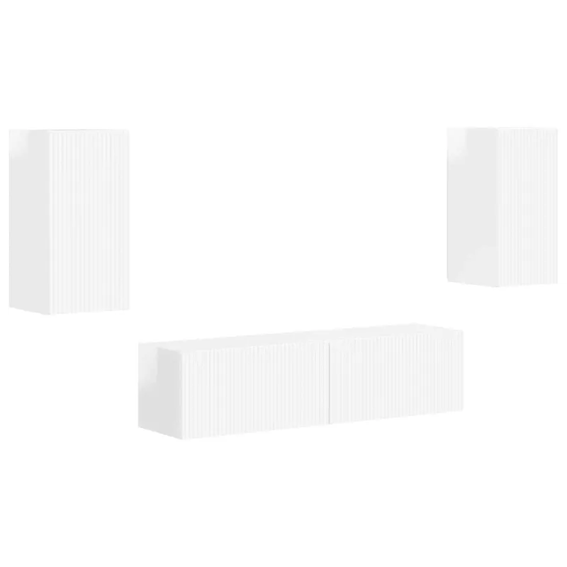 TV spintelių komplektas 4 pcs Aukštai blizganti balta