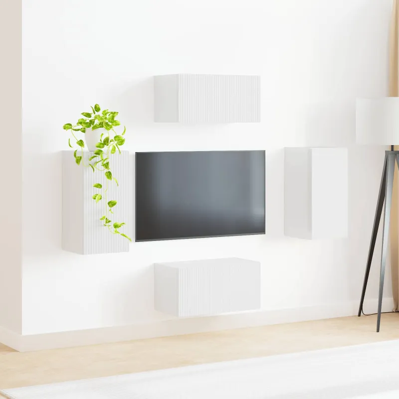 TV spintelių komplektas 4 pcs Aukštai blizganti balta