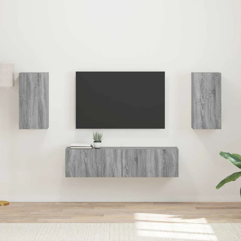 TV spintelių komplektas 4 pcs Pilkas Sonoma Apdirbta mediena
