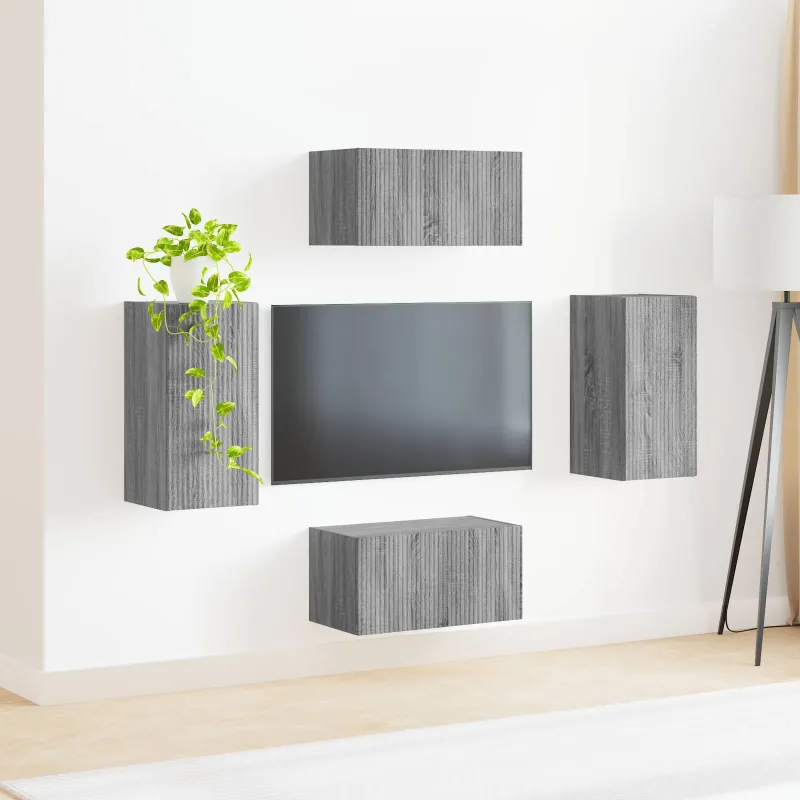 TV spintelių komplektas 4 pcs Pilkas Sonoma Apdirbta mediena