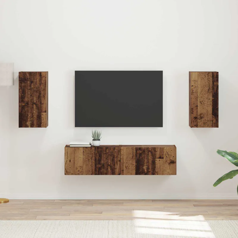 TV spintelių komplektas 4 pcs Senas medis Apdirbta mediena