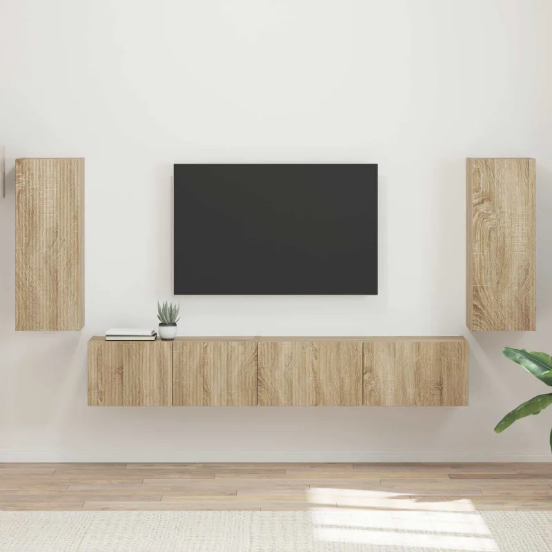 TV spintelių komplektas 4 pcs Sonoma ąžuolas Apdirbta mediena