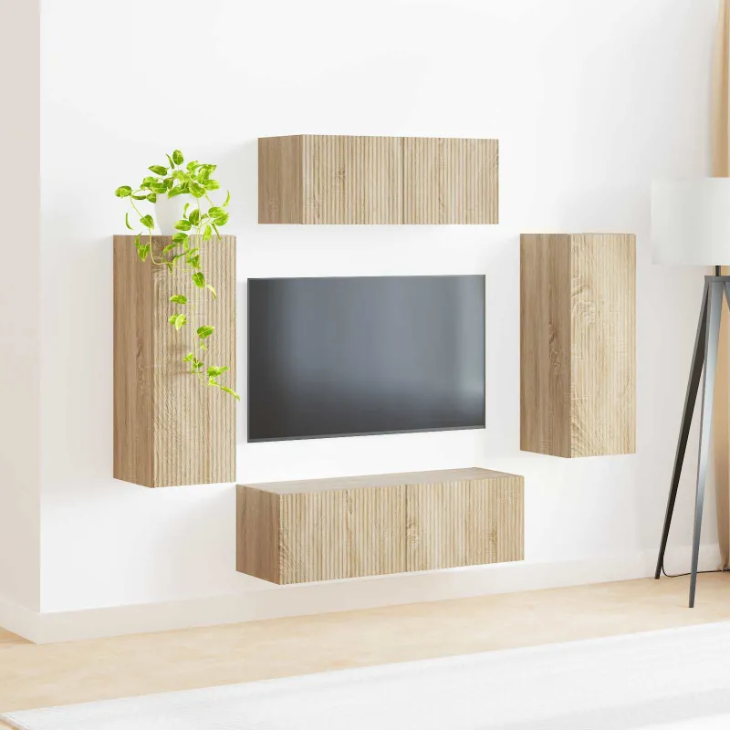 TV spintelių komplektas 4 pcs Sonoma ąžuolas Apdirbta mediena