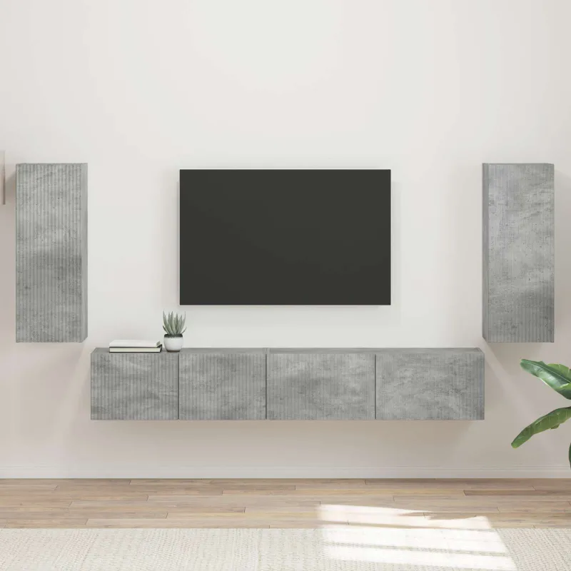 TV spintelių komplektas 4 pcs Betono pilka Apdirbta mediena