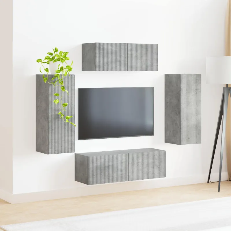 TV spintelių komplektas 4 pcs Betono pilka Apdirbta mediena