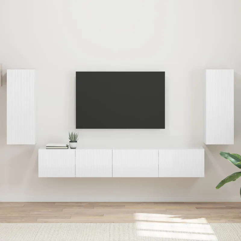 TV spintelių komplektas 4 pcs Aukštai blizganti balta