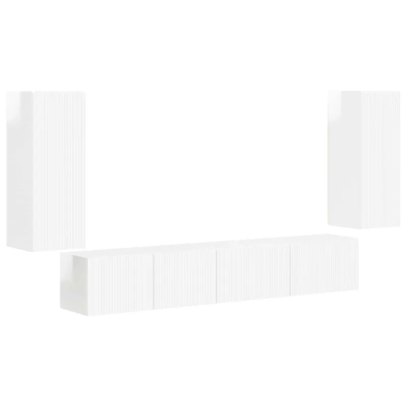 TV spintelių komplektas 4 pcs Aukštai blizganti balta