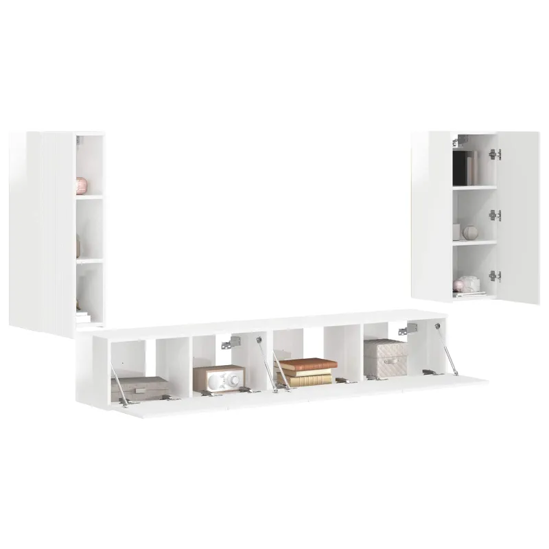 TV spintelių komplektas 4 pcs Aukštai blizganti balta