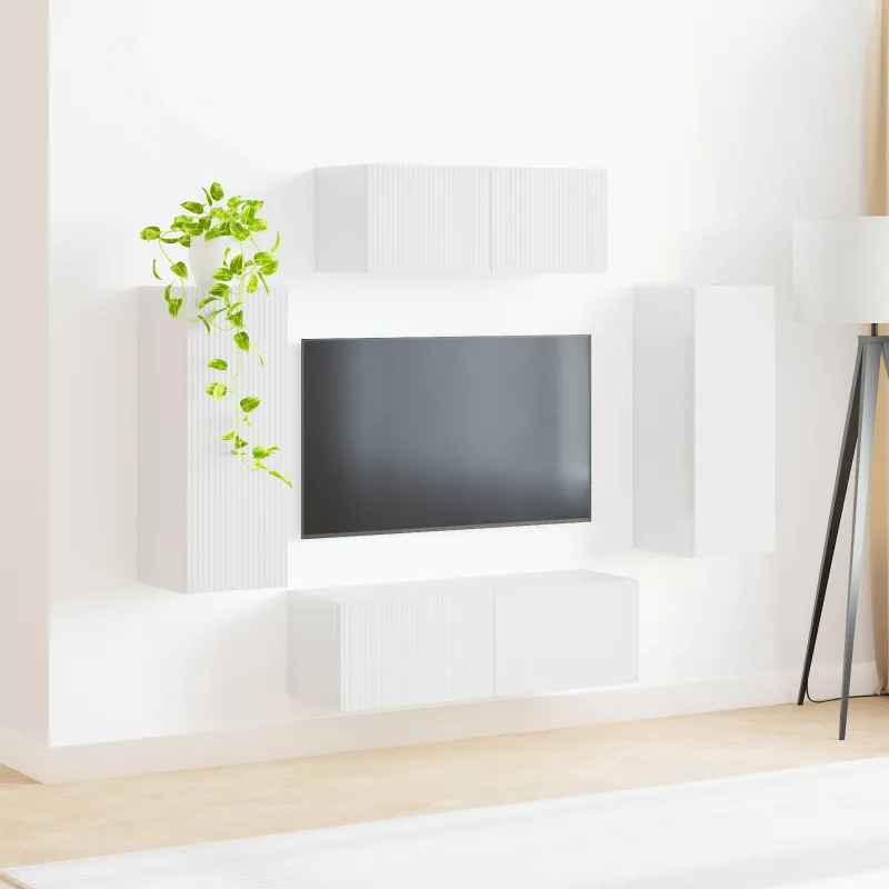 TV spintelių komplektas 4 pcs Aukštai blizganti balta