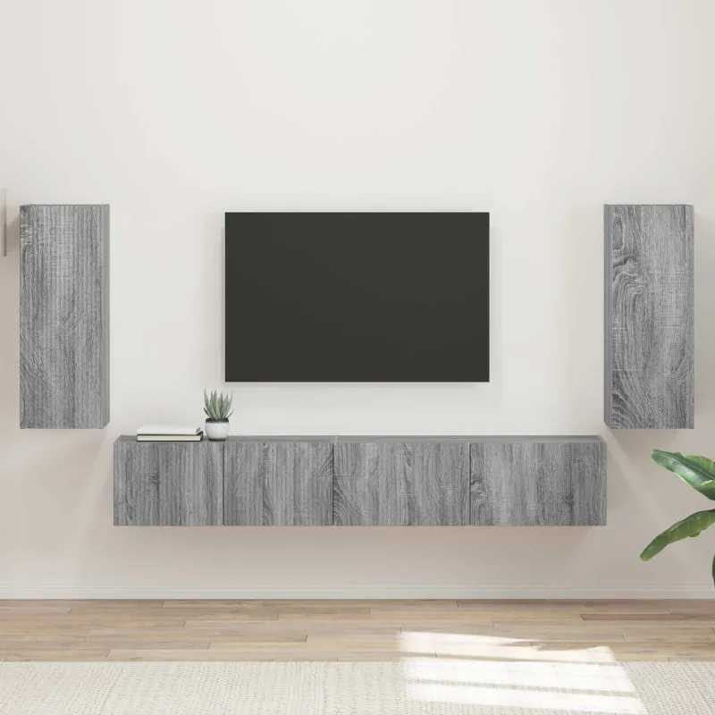 TV spintelių komplektas 4 pcs Pilkas Sonoma Apdirbta mediena