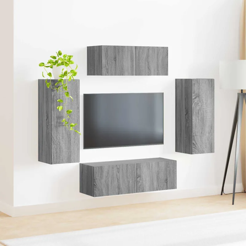 TV spintelių komplektas 4 pcs Pilkas Sonoma Apdirbta mediena