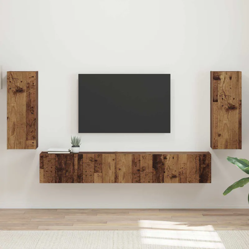 TV spintelių komplektas 4 pcs Senas medis Apdirbta mediena