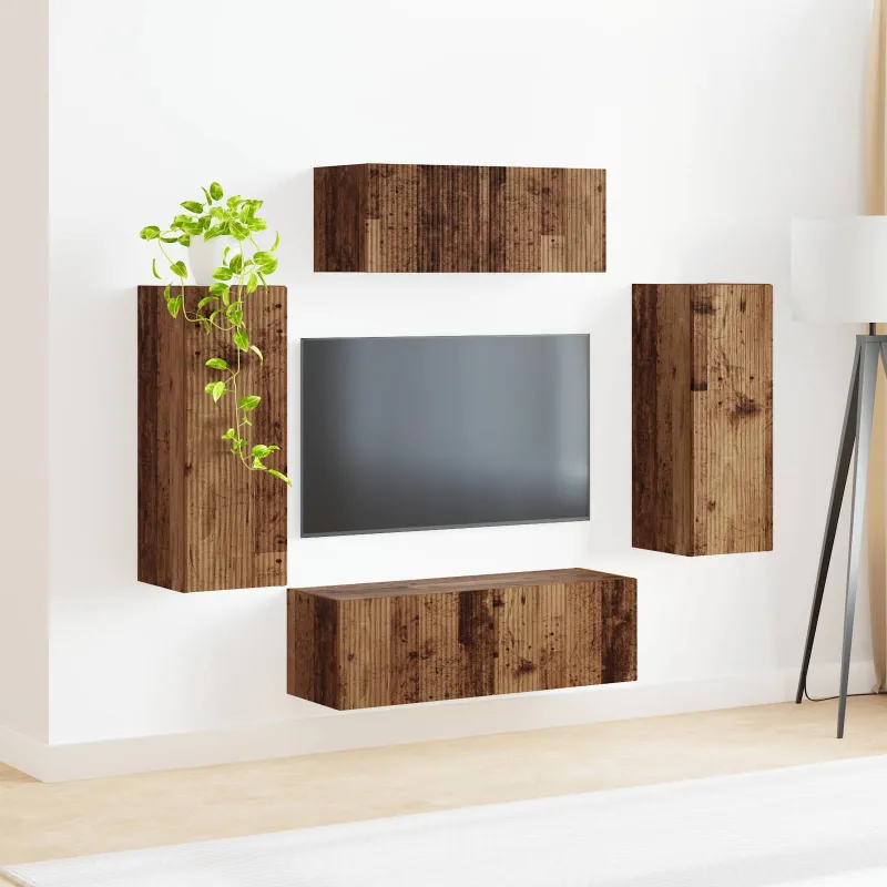 TV spintelių komplektas 4 pcs Senas medis Apdirbta mediena