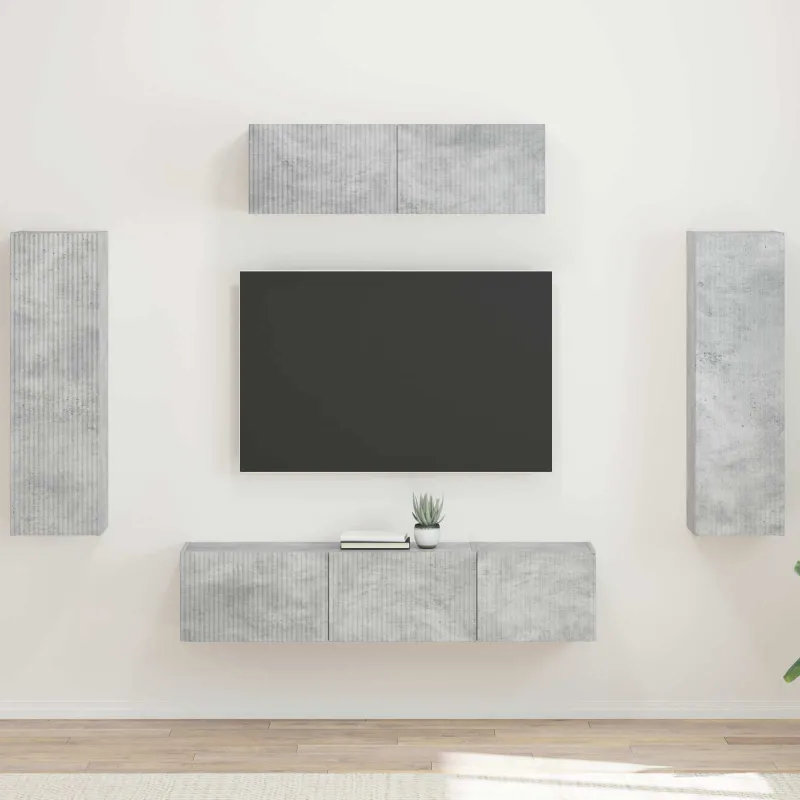 Televizoriaus spintelė 5 pcs Betono pilka