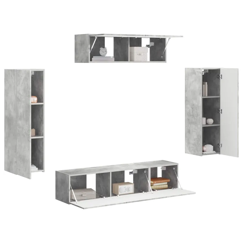 Televizoriaus spintelė 5 pcs Betono pilka