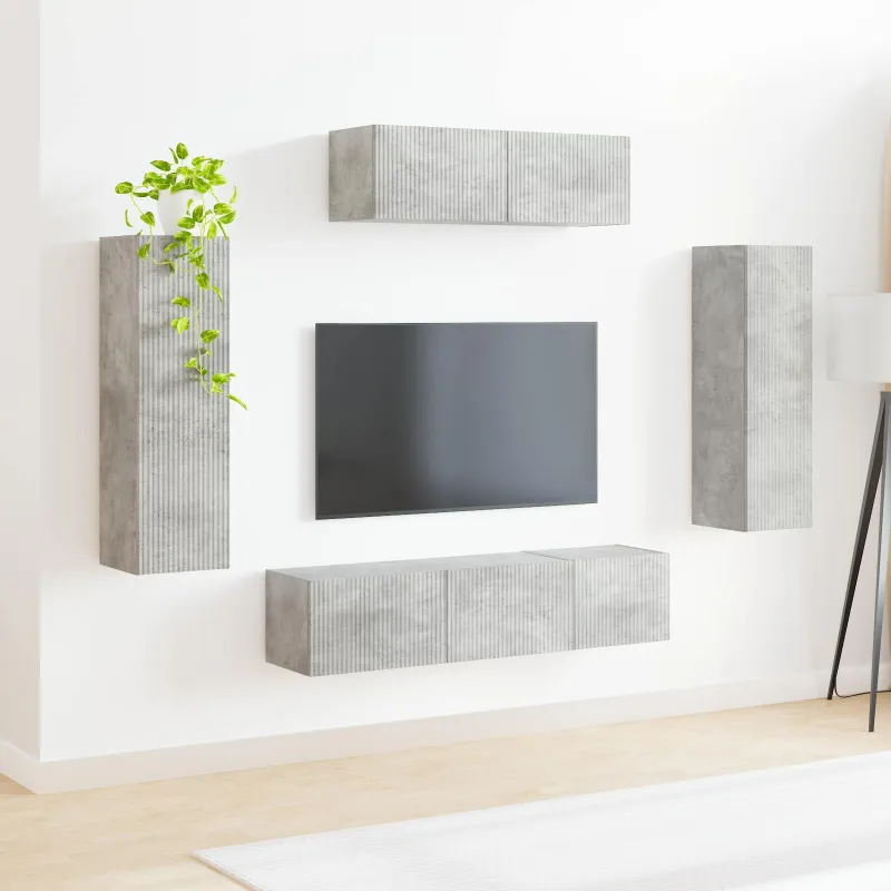 Televizoriaus spintelė 5 pcs Betono pilka