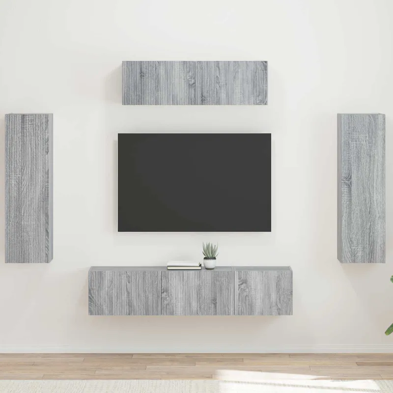 Televizoriaus spintelė 5 pcs Pilkas Sonoma