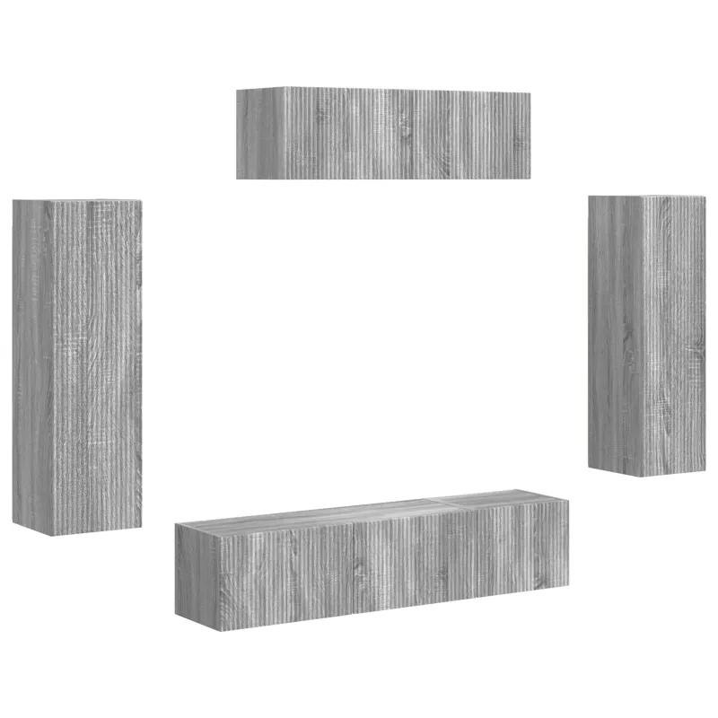 Televizoriaus spintelė 5 pcs Pilkas Sonoma