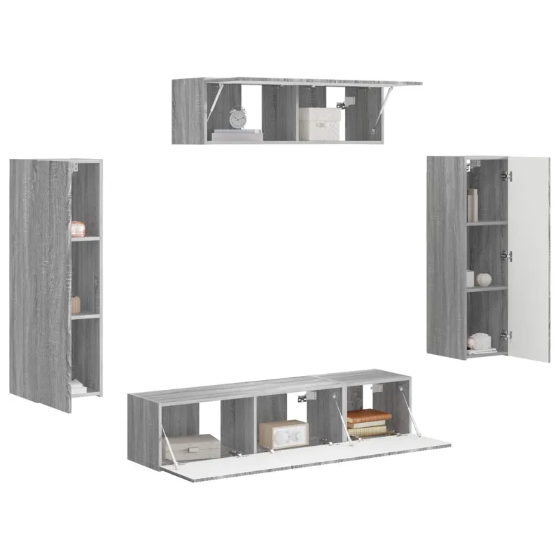 Televizoriaus spintelė 5 pcs Pilkas Sonoma