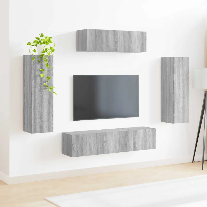 Televizoriaus spintelė 5 pcs Pilkas Sonoma