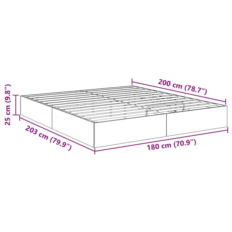 Otomano lovos rėmas Betoninė 203 x 180 x 25 cm Dirbtinė mediena