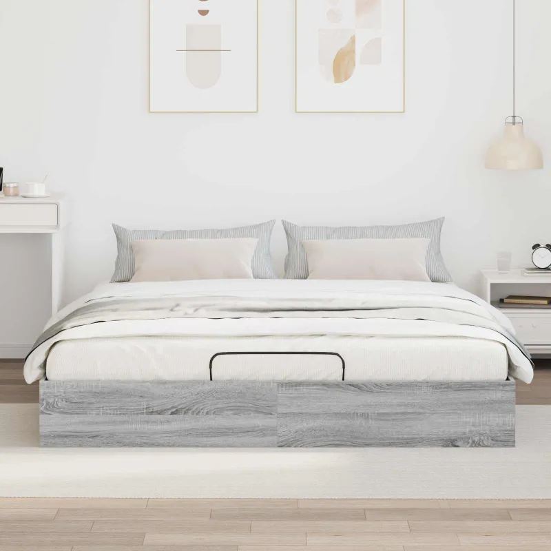 Otomano lovos rėmas su saugykla Pilka Sonoma 203 x 160 x 25 cm