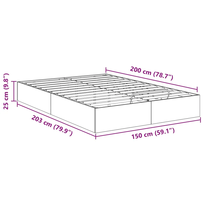 Otomano lovos rėmas su saugykla Amatinė Ąžuolas 150 x 200 cm