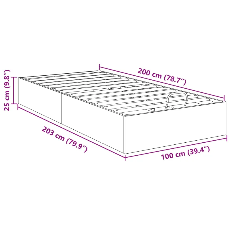 Otomano lovos rėmas su saugykla Amatinė Ąžuolas 100 x 200 cm
