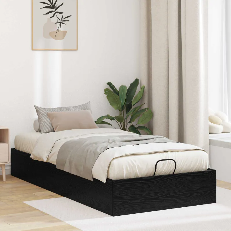 Otomano lovos rėmas su saugykla Juodas Ąžuolas 203 x 90 x 25 cm