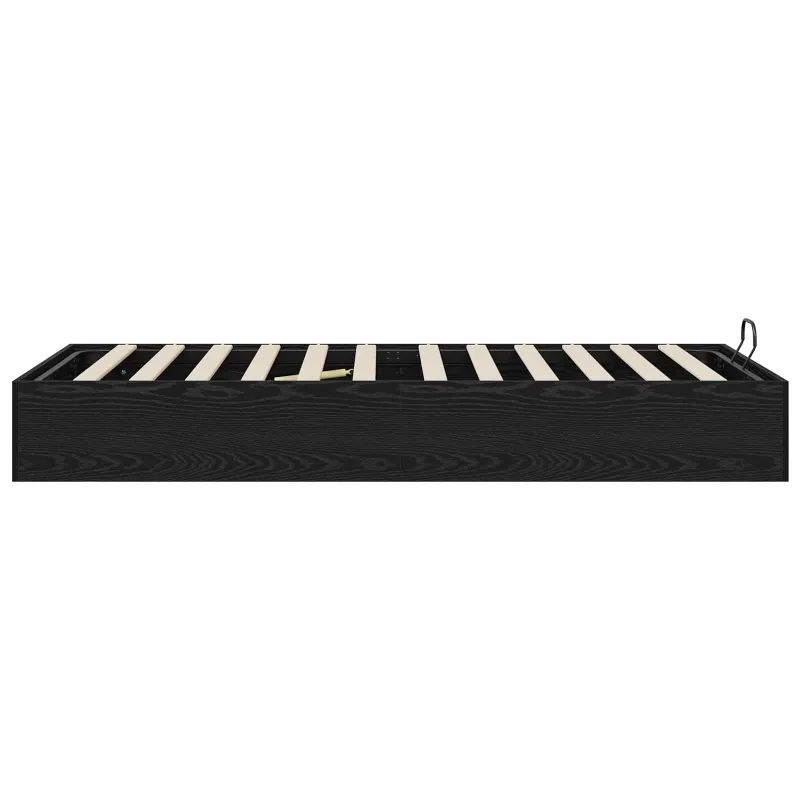 Otomano lovos rėmas su saugykla Juodas Ąžuolas 203 x 90 x 25 cm