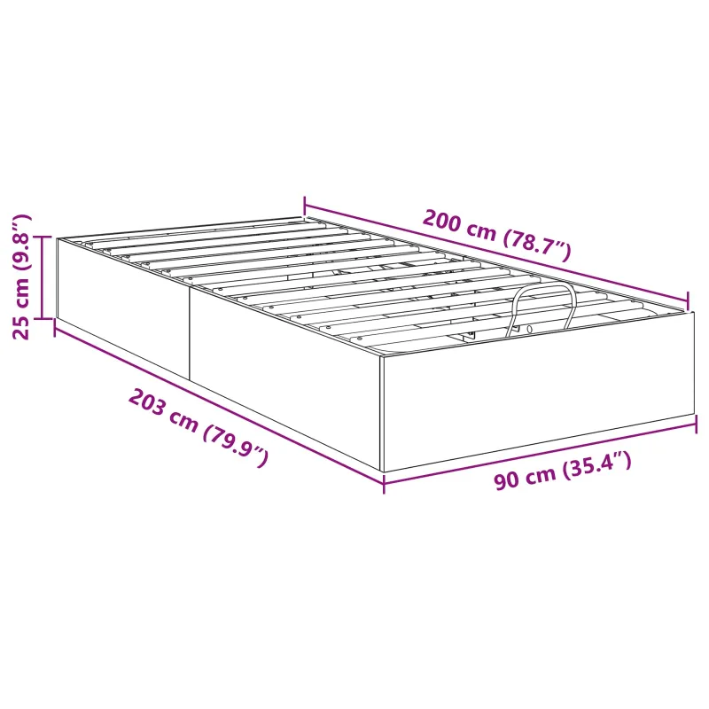 Otomano lovos rėmas su saugykla Amatinė Ąžuolas 90 x 200 cm