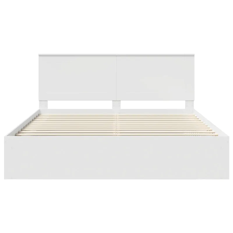 Lovos rėmas Balta 200 x 200 cm Kietos pušies mediena
