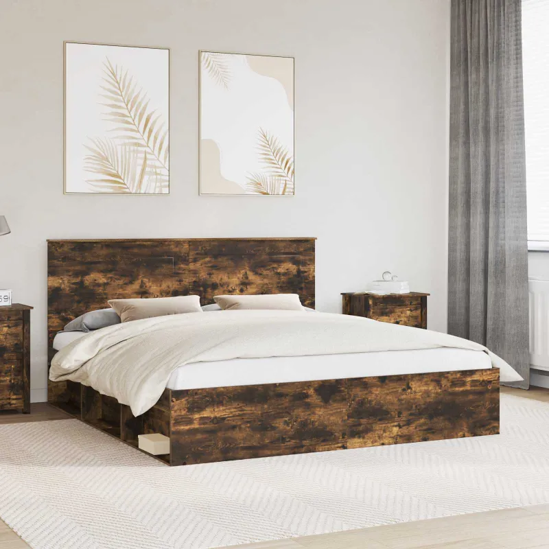 Lovos rėmas Rūkyta ąžuolas 200 x 200 cm Kietos pušies mediena